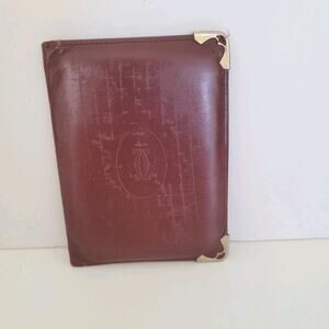 Must De Cartier Men's Bifold Leather Bordeaux‎ Red Wallet Medium Retro Card Smal